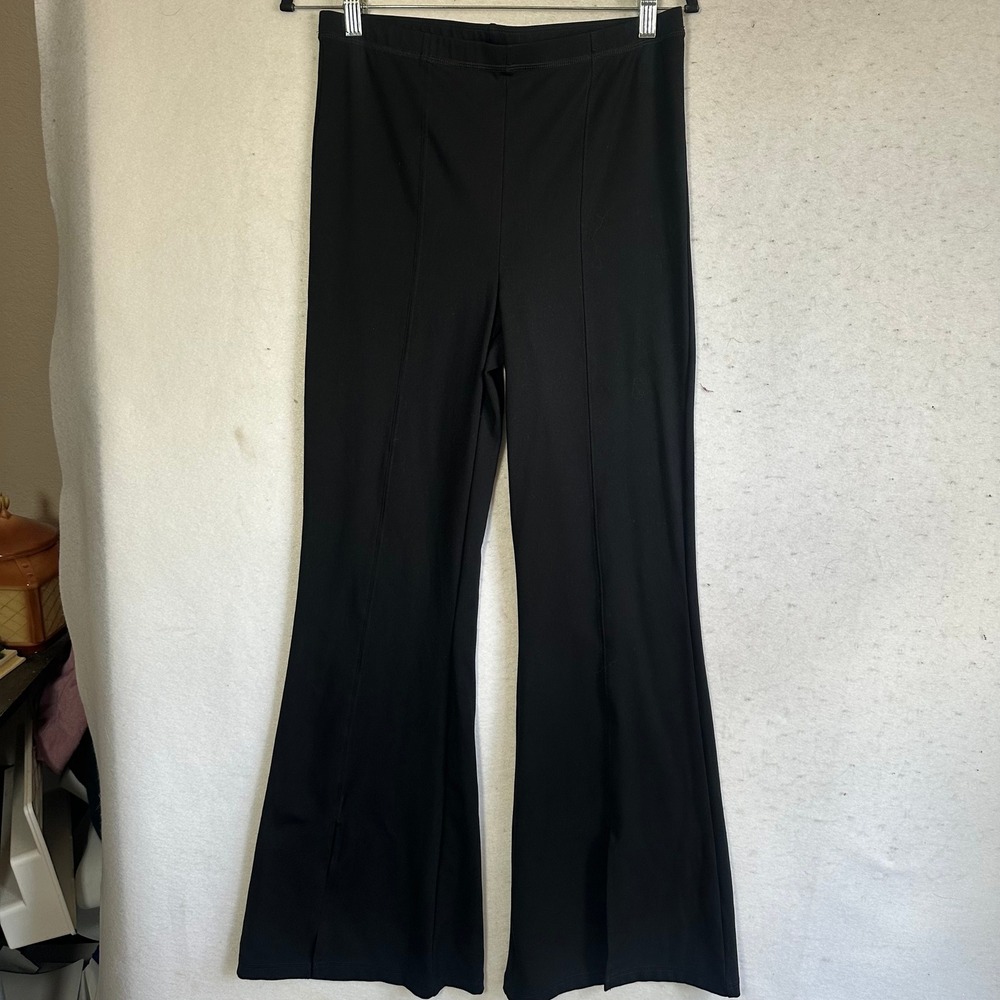 American Eagle The Everything Flare Black High Waisted Slit Hem Leggings Large
